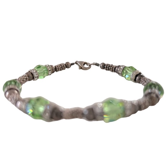 Green & Silver Beaded Bracelet - Picture 6 of 7
